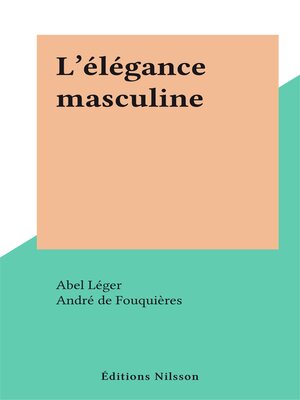 cover image of L'élégance masculine